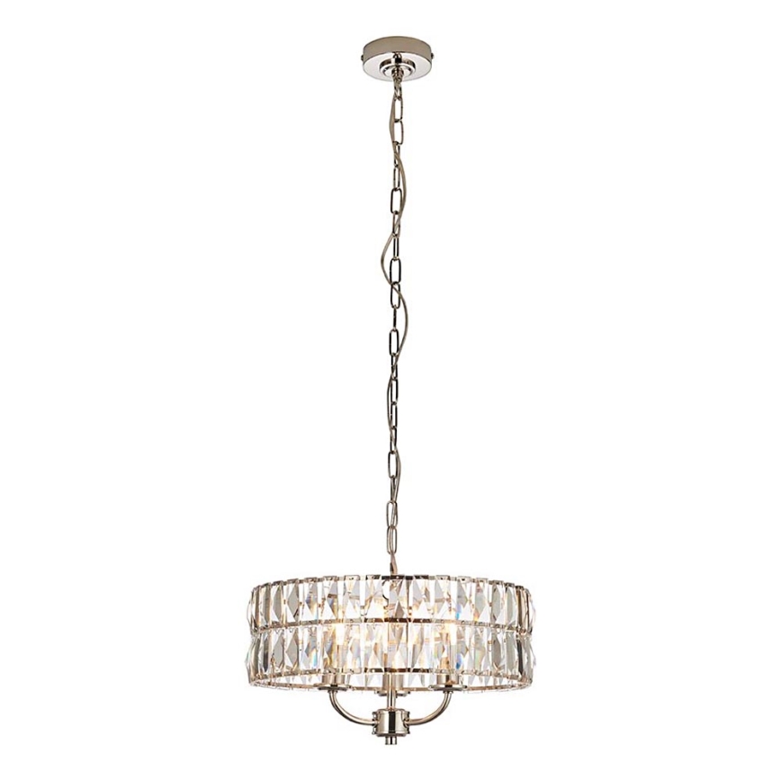 Endon 104466 - Sietynas, kabinamas ant grandinės CLIFTON 3xE14/6W/230V blizgus chromas/permatoma diametras 38,5 cm
