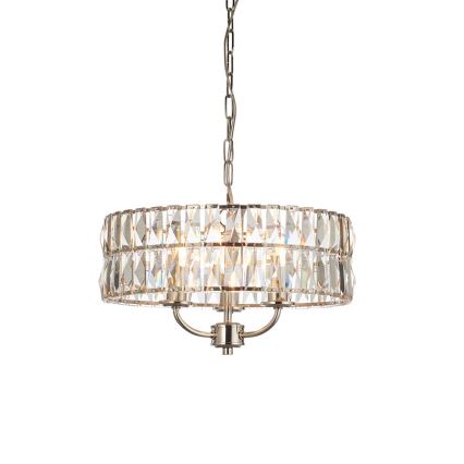 Endon 104466 - Sietynas, kabinamas ant grandinės CLIFTON 3xE14/6W/230V blizgus chromas/permatoma diametras 38,5 cm