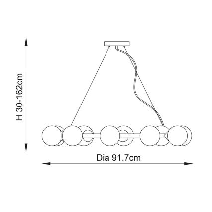 Endon 106008 - Liustra ant laido OTIS 10xG9/3W/230V auksinė