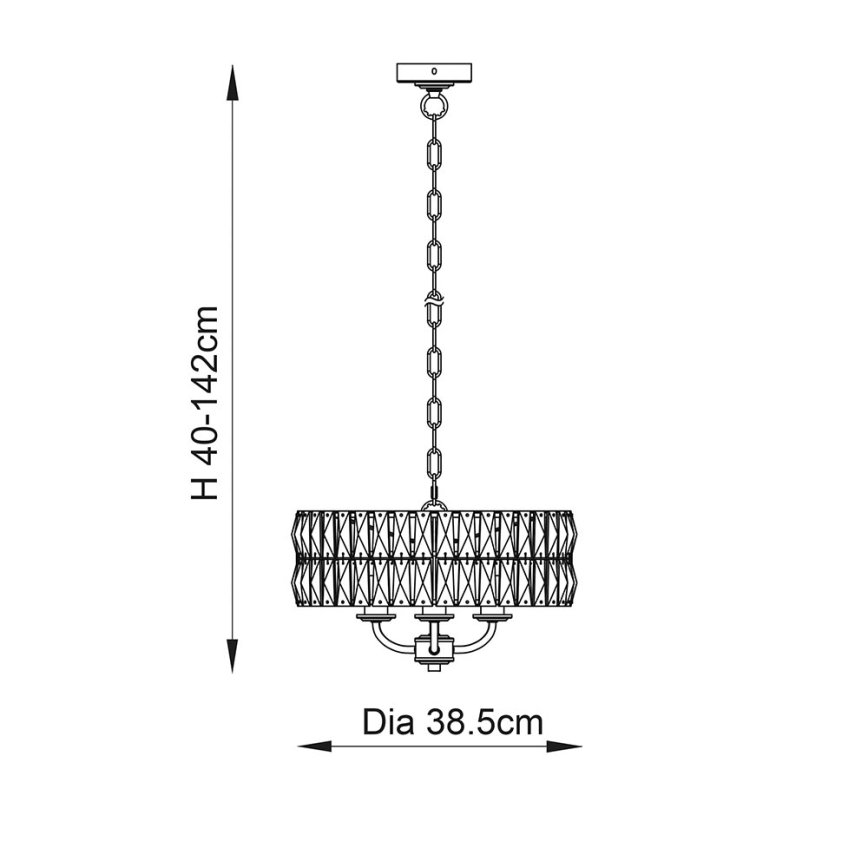 Endon 106243 - Liustra ant grandinės CLIFTON 3xE14/6W/230V Ø 38,5 cm, žalvaris/skaidrus