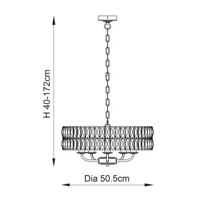 Endon 106244 - Liustra ant grandinės CLIFTON 5xE14/6W/230V žalvarinė/skaidri