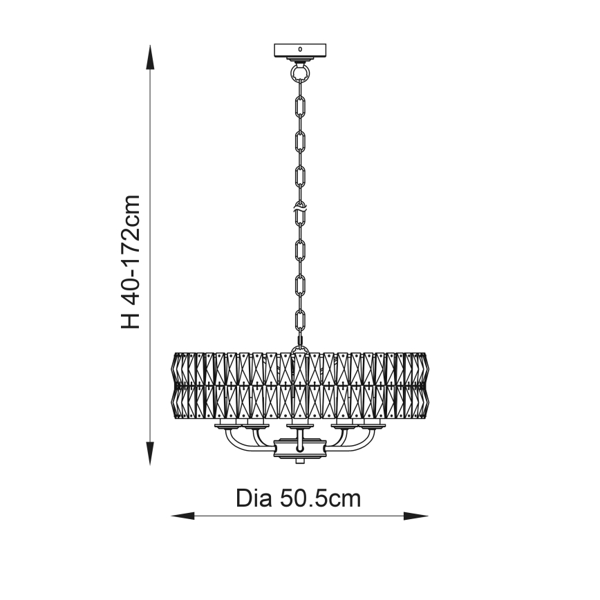 Endon 106244 - Liustra ant grandinės CLIFTON 5xE14/6W/230V žalvarinė/skaidri