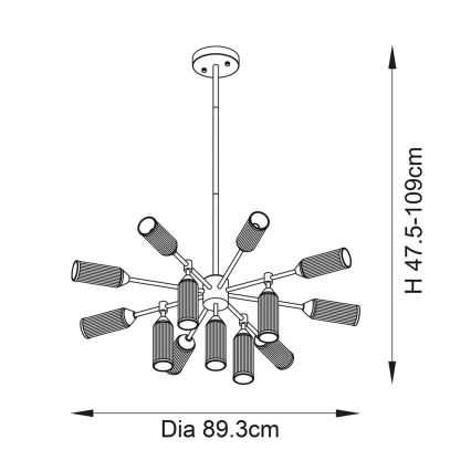 Endon 106256 - Sietynas ant stulpo TOUR 13xG9/3W/230V žalvaris