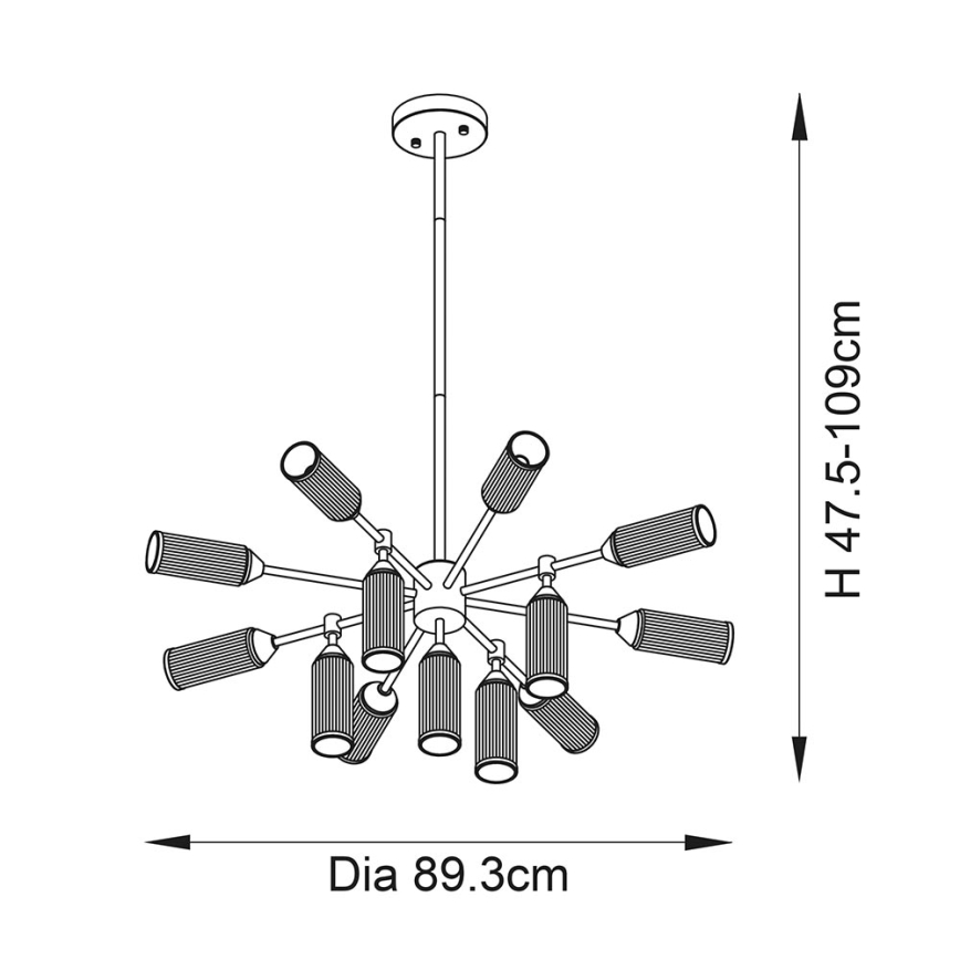 Endon 106256 - Sietynas ant stulpo TOUR 13xG9/3W/230V žalvaris