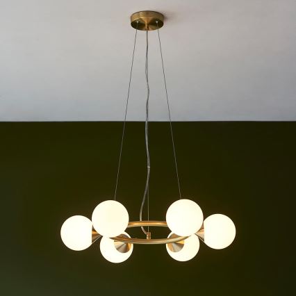 Endon 106390 - Pakabinamas šviestuvas ant laido OTIS 6xG9/3W/230V auksinis