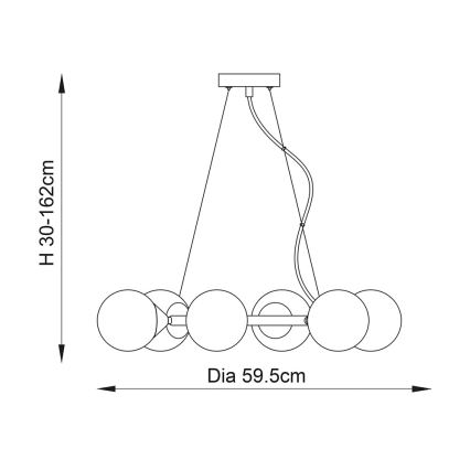 Endon 106390 - Pakabinamas šviestuvas ant laido OTIS 6xG9/3W/230V auksinis