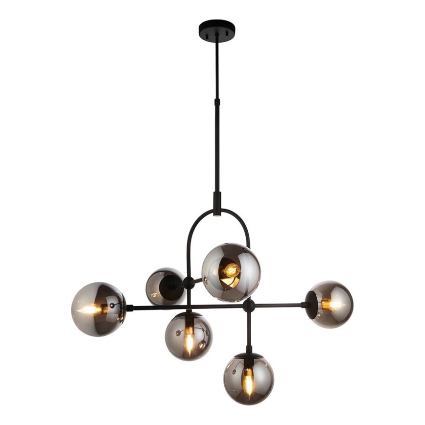 Endon 106661 - Liustra ant strypo ONTARIO 6xE14/7W/230V juoda/dūminė juoda