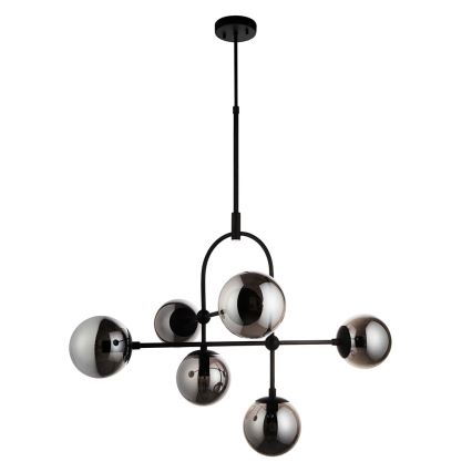 Endon 106661 - Liustra ant strypo ONTARIO 6xE14/7W/230V juoda/dūminė juoda