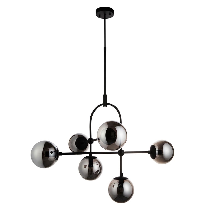 Endon 106661 - Liustra ant strypo ONTARIO 6xE14/7W/230V juoda/dūminė juoda