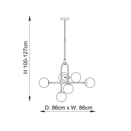 Endon 106661 - Liustra ant strypo ONTARIO 6xE14/7W/230V juoda/dūminė juoda