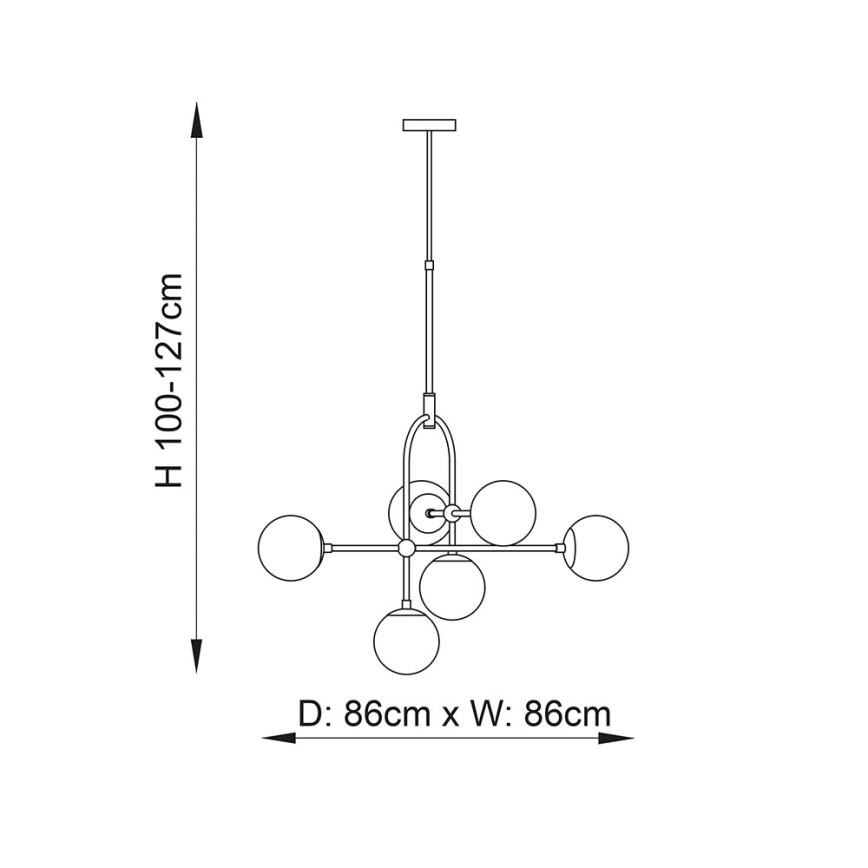 Endon 106661 - Liustra ant strypo ONTARIO 6xE14/7W/230V juoda/dūminė juoda