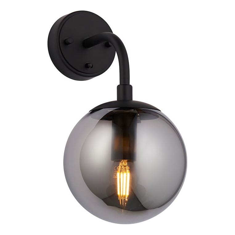 Endon 106664 - Sieninis šviestuvas ONTARIO 1xE14/7W/230V juoda/dūminis