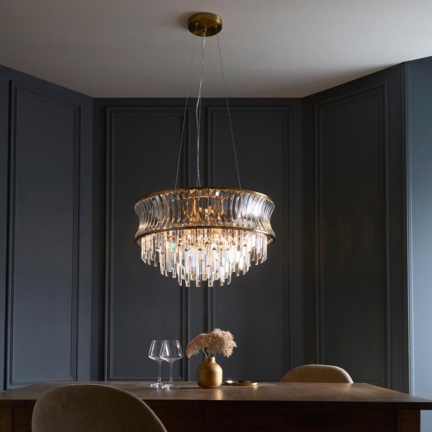 Endon 107785 - Pakabinamas šviestuvas ant laido 9xE14/6W/230V žalvarinis