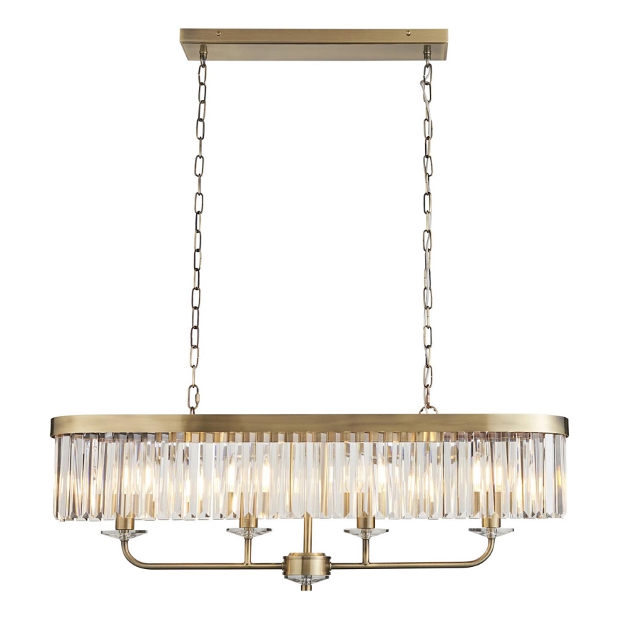 Endon 110539 - Pakabinamas šviestuvas CHESTERFIELD ant grandinės 4xE14/6W/230V, žalvarinis