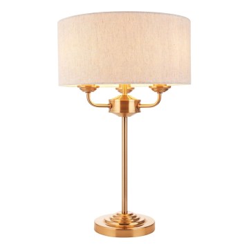 Endon 110721 - Stalinis šviestuvas HIGHCLERE 3xE14/18W/230V smėlio spalva/žalvaris diametras 32 cm