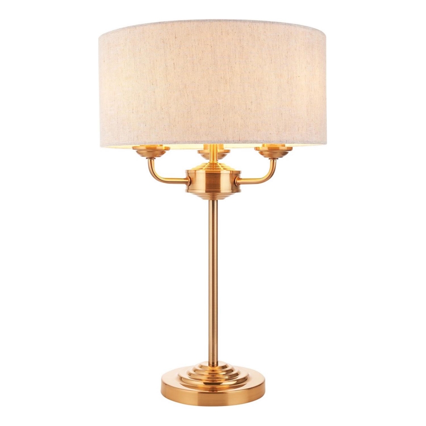 Endon 110721 - Stalinis šviestuvas HIGHCLERE 3xE14/18W/230V smėlio spalva/žalvaris diametras 32 cm