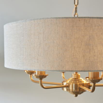Endon 110722 - Sietynas, kabinamas ant grandinės HIGHCLERE 6xE14/6W/230V smėlio spalva/žalvaris diametras 55 cm