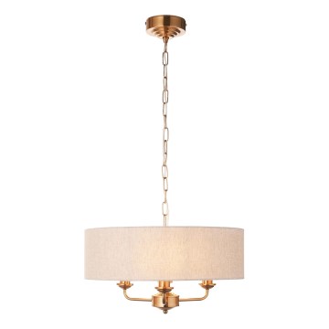 Endon 110723 - Sietynas, kabinamas ant grandinės HIGHCLERE 3xE14/40W/230V smėlio spalva/žalvaris