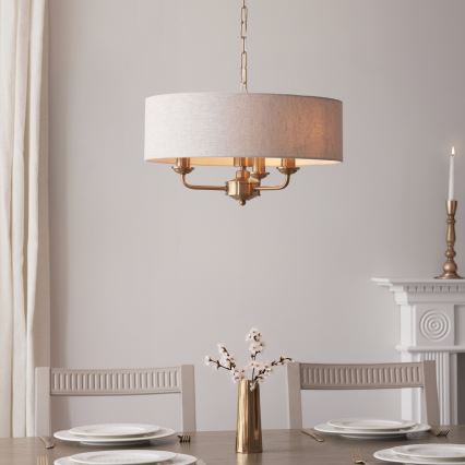 Endon 110723 - Sietynas, kabinamas ant grandinės HIGHCLERE 3xE14/40W/230V smėlio spalva/žalvaris