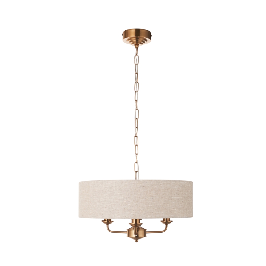 Endon 110723 - Sietynas, kabinamas ant grandinės HIGHCLERE 3xE14/40W/230V smėlio spalva/žalvaris