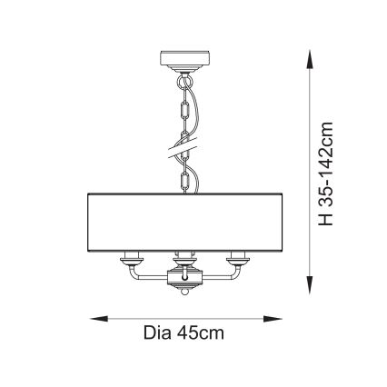 Endon 110723 - Sietynas, kabinamas ant grandinės HIGHCLERE 3xE14/40W/230V smėlio spalva/žalvaris