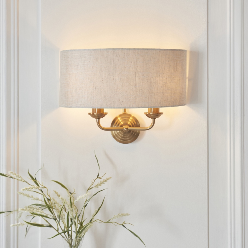 Endon 110726 - Sieninis šviestuvas HIGHCLERE 2xE14/40W/230V smėlio spalva/žalvaris