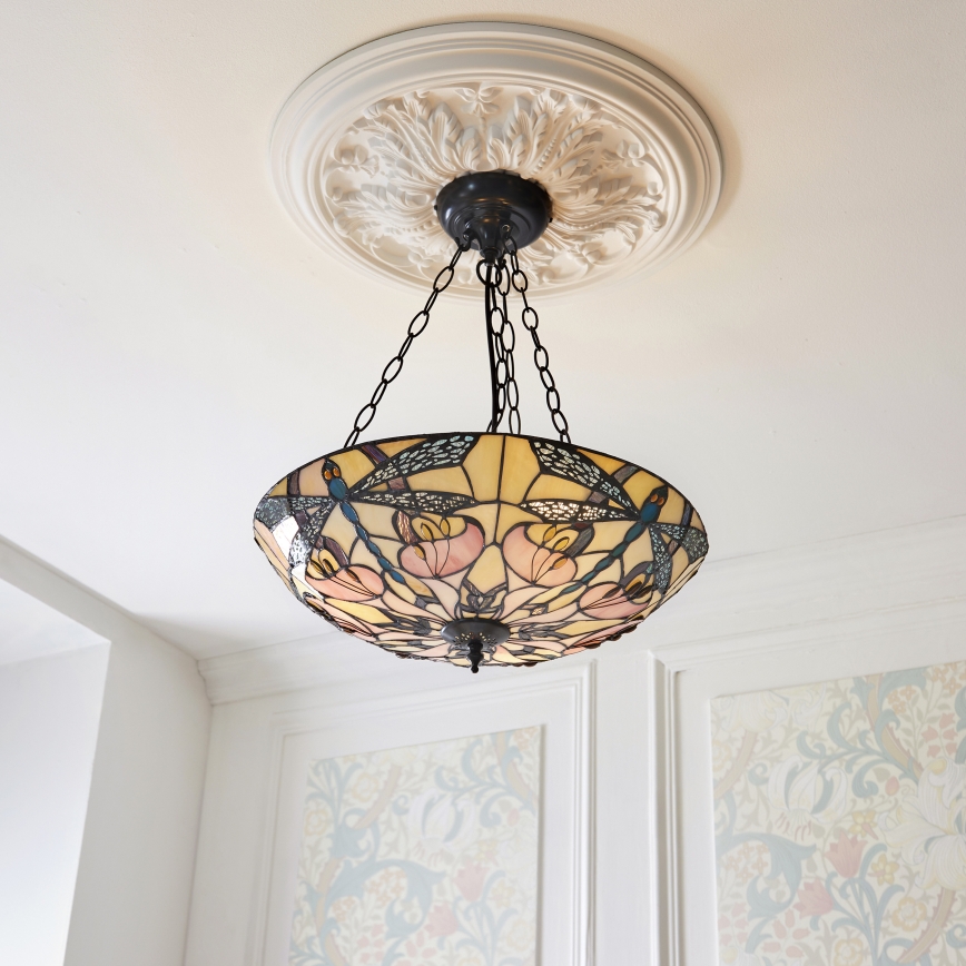 Endon 111869 - Pakabinamas šviestuvas ant grandinės Tiffany ASHTON, 3 x E27 / 10 W / 230 V, Ø 45 cm