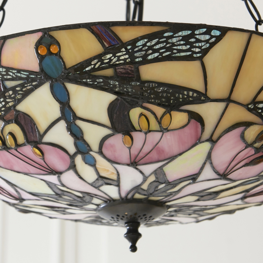 Endon 111869 - Pakabinamas šviestuvas ant grandinės Tiffany ASHTON, 3 x E27 / 10 W / 230 V, Ø 45 cm