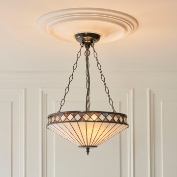 Endon 111870 - Pakabinama liustra ant grandinės Tiffany FARGO 3xE27/10W/230V skersmuo 41,5 cm
