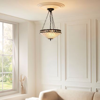 Endon 111870 - Pakabinama liustra ant grandinės Tiffany FARGO 3xE27/10W/230V skersmuo 41,5 cm