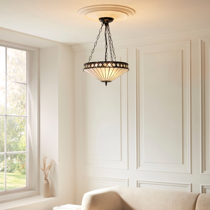Endon 111870 - Pakabinama liustra ant grandinės Tiffany FARGO 3xE27/10W/230V skersmuo 41,5 cm
