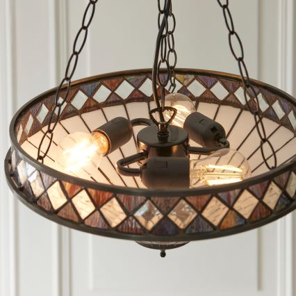 Endon 111870 - Pakabinama liustra ant grandinės Tiffany FARGO 3xE27/10W/230V skersmuo 41,5 cm