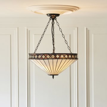 Endon 111871 - Pakabinama liustra ant grandinės Tiffany FARGO 3xE27/10W/230V skersm. 50 cm