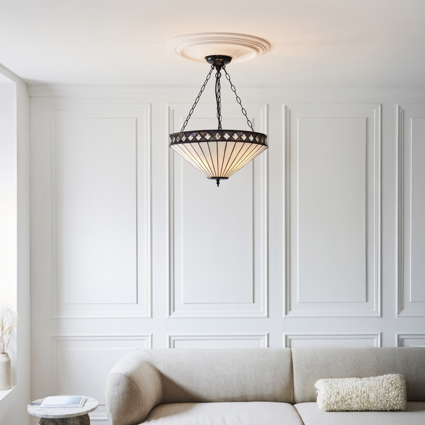 Endon 111871 - Pakabinama liustra ant grandinės Tiffany FARGO 3xE27/10W/230V skersm. 50 cm