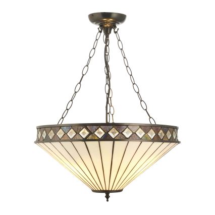 Endon 111871 - Pakabinama liustra ant grandinės Tiffany FARGO 3xE27/10W/230V skersm. 50 cm