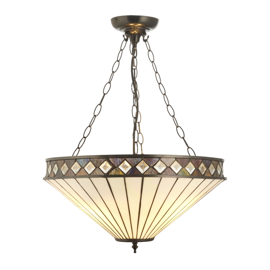 Endon 111871 - Pakabinama liustra ant grandinės Tiffany FARGO 3xE27/10W/230V skersm. 50 cm