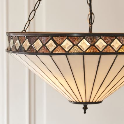 Endon 111871 - Pakabinama liustra ant grandinės Tiffany FARGO 3xE27/10W/230V skersm. 50 cm