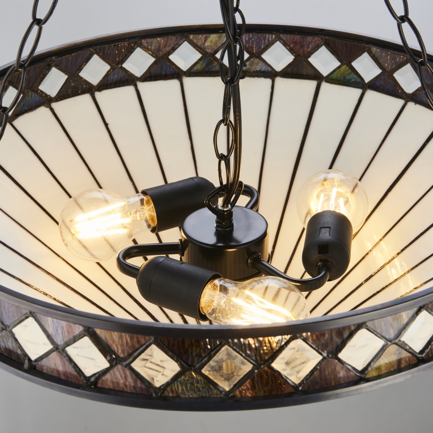 Endon 111871 - Pakabinama liustra ant grandinės Tiffany FARGO 3xE27/10W/230V skersm. 50 cm
