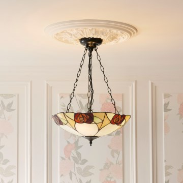 Endon 111879 - Liustra ant grandinės Tiffany INGRAM 3xE27/10W/230V Ø 45 cm