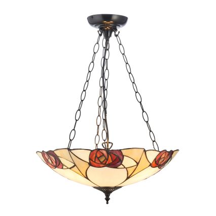 Endon 111879 - Liustra ant grandinės Tiffany INGRAM 3xE27/10W/230V Ø 45 cm