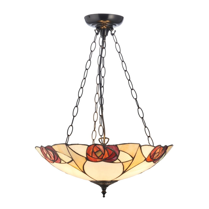 Endon 111879 - Liustra ant grandinės Tiffany INGRAM 3xE27/10W/230V Ø 45 cm