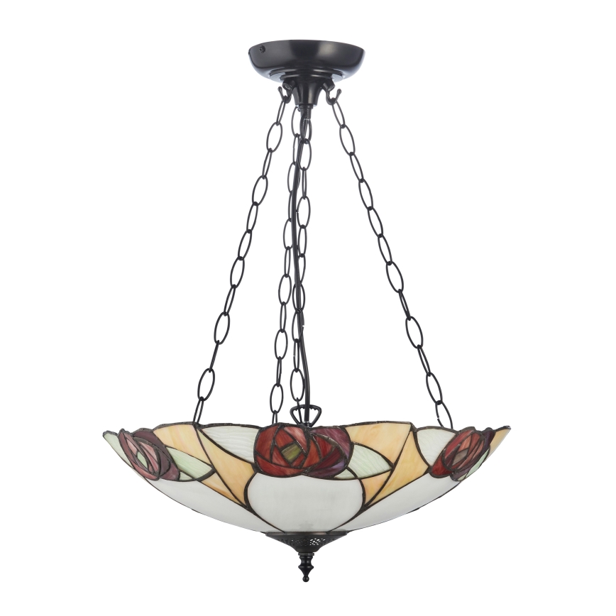 Endon 111879 - Liustra ant grandinės Tiffany INGRAM 3xE27/10W/230V Ø 45 cm