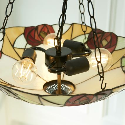 Endon 111879 - Liustra ant grandinės Tiffany INGRAM 3xE27/10W/230V Ø 45 cm