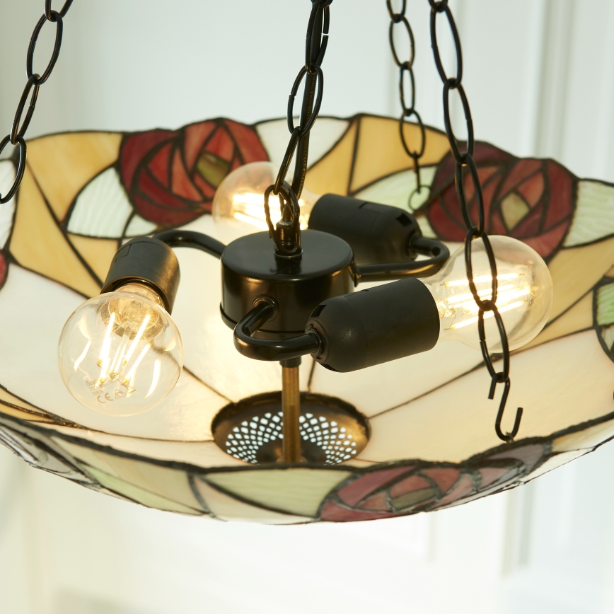 Endon 111879 - Liustra ant grandinės Tiffany INGRAM 3xE27/10W/230V Ø 45 cm