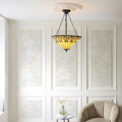 Endon 111881 - Pakabinama liustra ant grandinės Tiffany JAMELIA 3xE27/10W/230V, skersmuo 50 cm
