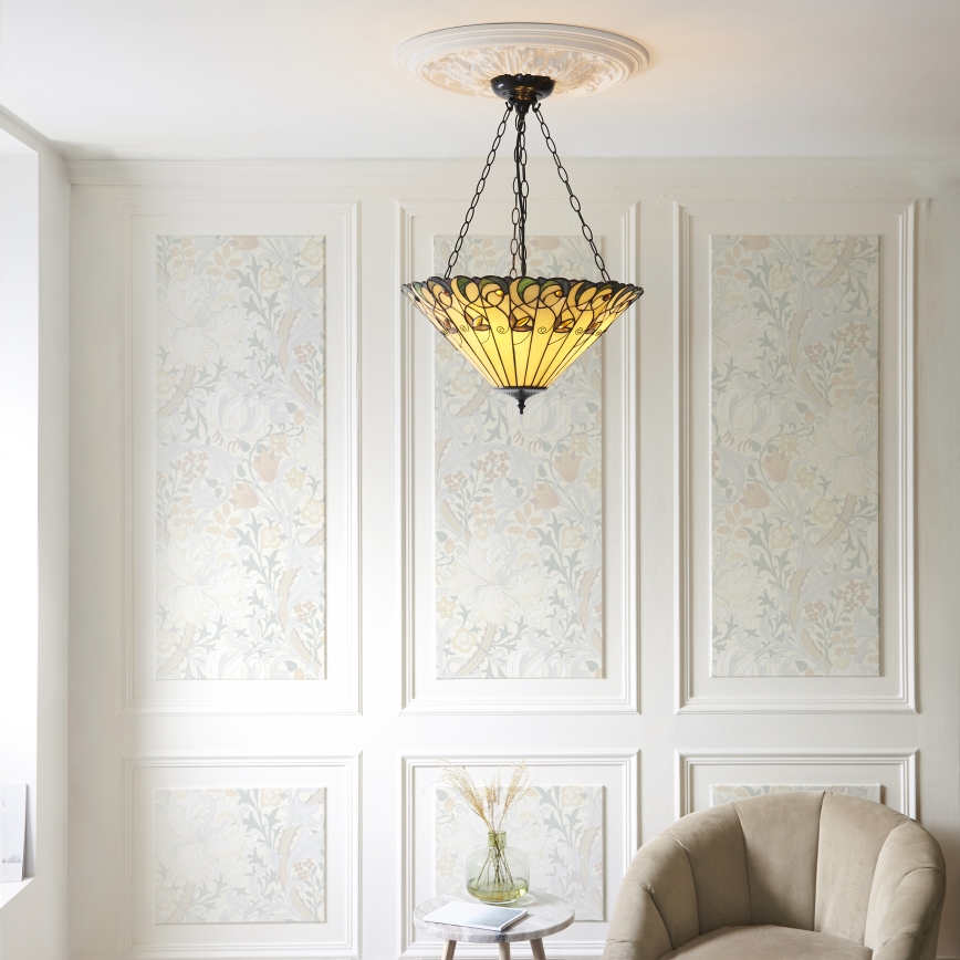 Endon 111881 - Pakabinama liustra ant grandinės Tiffany JAMELIA 3xE27/10W/230V, skersmuo 50 cm