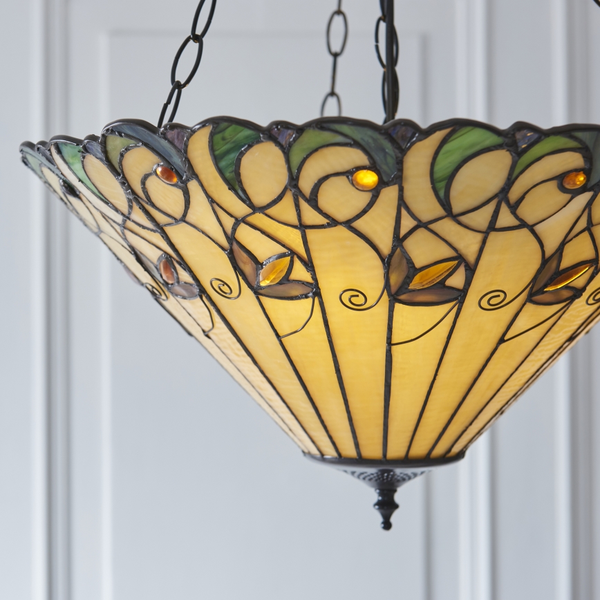 Endon 111881 - Pakabinama liustra ant grandinės Tiffany JAMELIA 3xE27/10W/230V, skersmuo 50 cm
