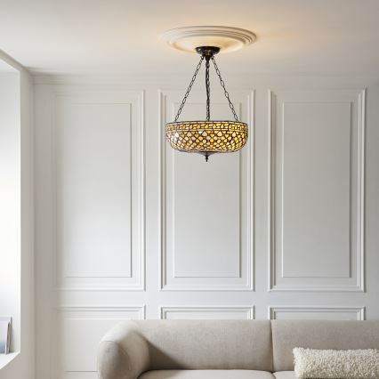 Endon 111882 - Tiffany MILLE FEUX pakabinama liustra ant grandinės, 3xE27/10W/230V, skersmuo 45 cm