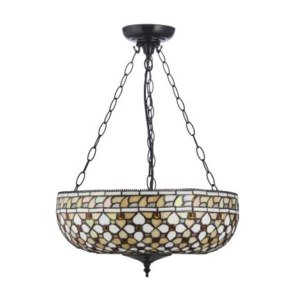 Endon 111882 - Tiffany MILLE FEUX pakabinama liustra ant grandinės, 3xE27/10W/230V, skersmuo 45 cm