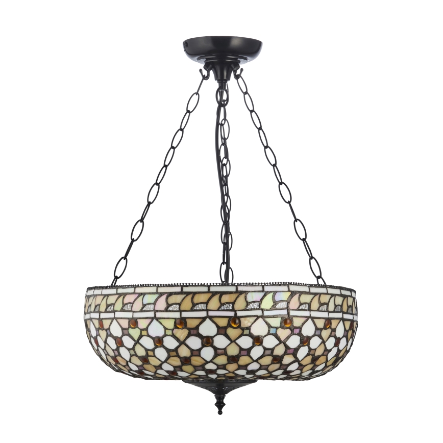 Endon 111882 - Tiffany MILLE FEUX pakabinama liustra ant grandinės, 3xE27/10W/230V, skersmuo 45 cm